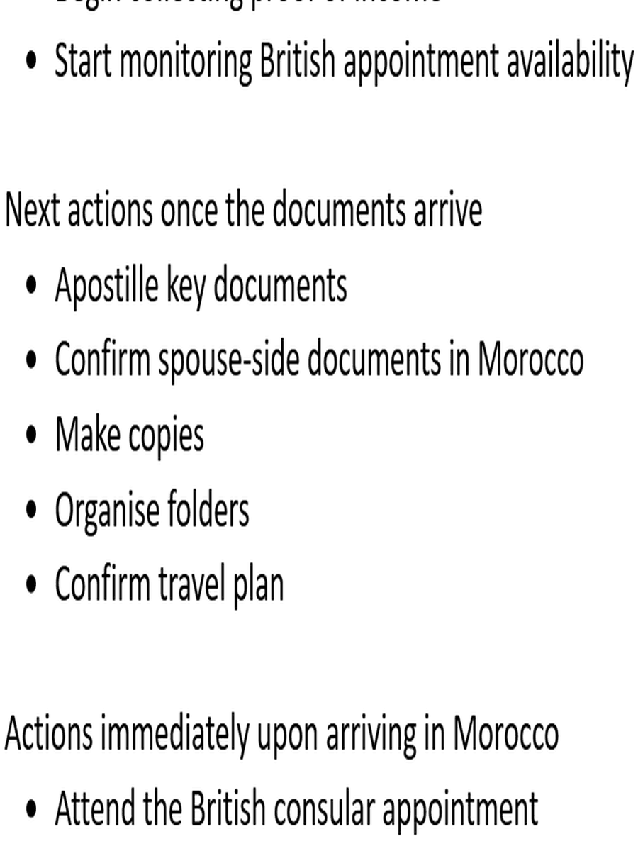 Example checklist from the marriage preparation guide showing step-by-step document checks